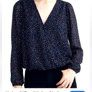 Madewell Size Medium Lyric Sugar Dot Rainbow Wrap Floral V-Neck‎ Women's Top